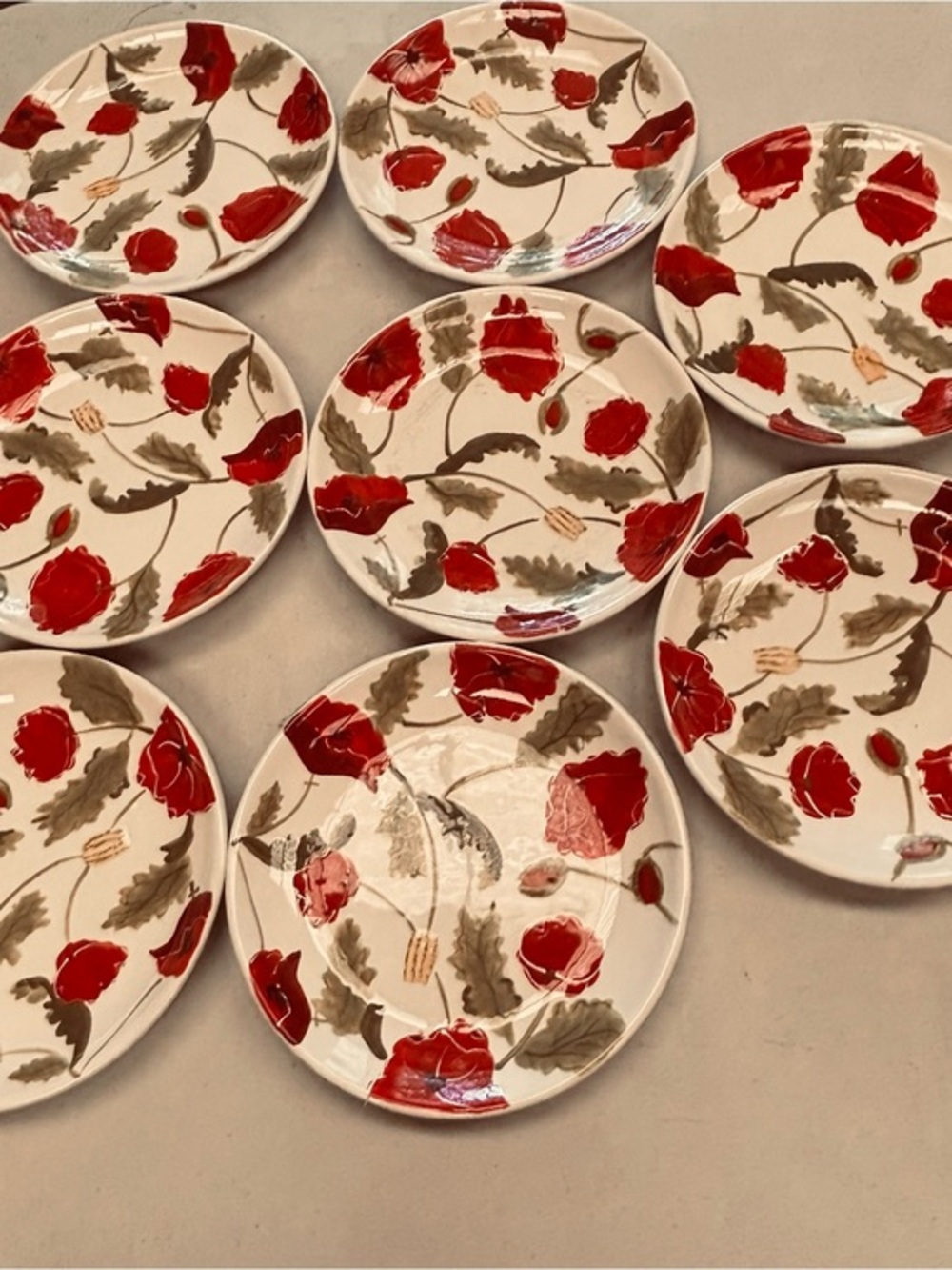 Sur La Table Ceramic 8" Plates with poppies-set of 8